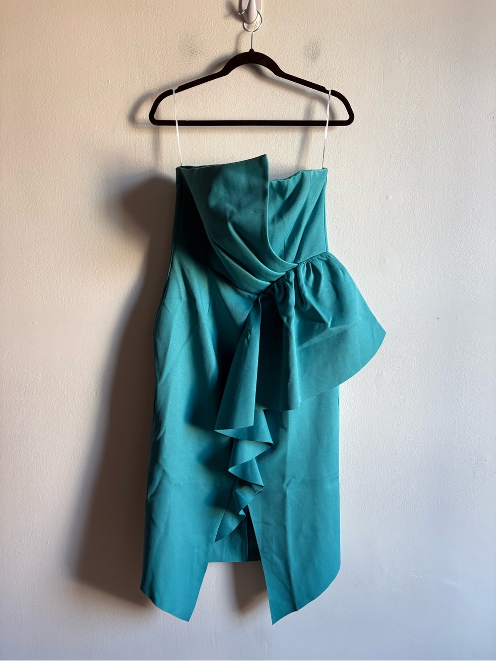 NWT Elliatt Sz L Reception Turquoie Blue Strapless Wedding Midi Dress - Picture 2 of 11